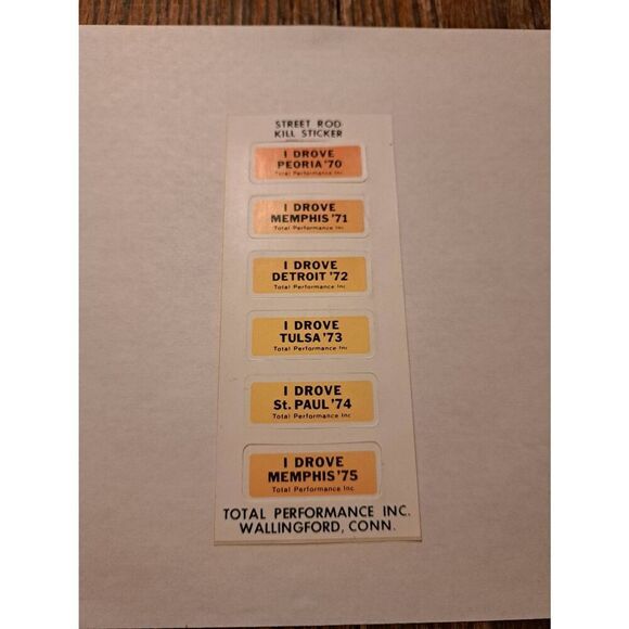 Vintage 70s Total Performance Street Rod Kill Sticker Decal Race Car Rat Rod #2 - Picture 1 of 2